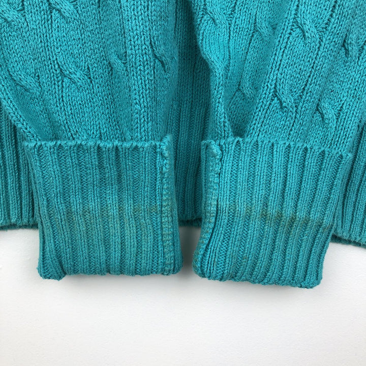 Ralph Lauren POLO by Ralph Lauren Cable Knit Cotton Sweater Men's XL cotton turquoise blue Vintage Second Hand