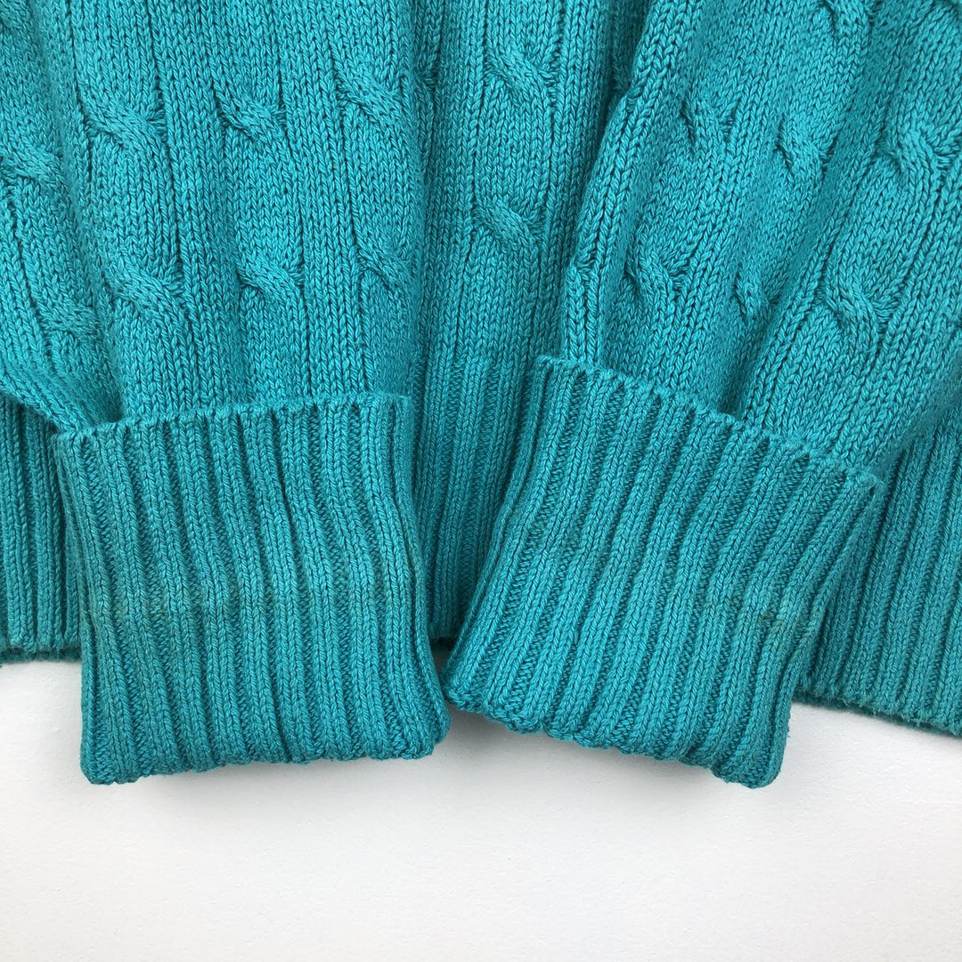 Ralph Lauren POLO by Ralph Lauren Cable Knit Cotton Sweater Men's XL cotton turquoise blue Vintage Second Hand