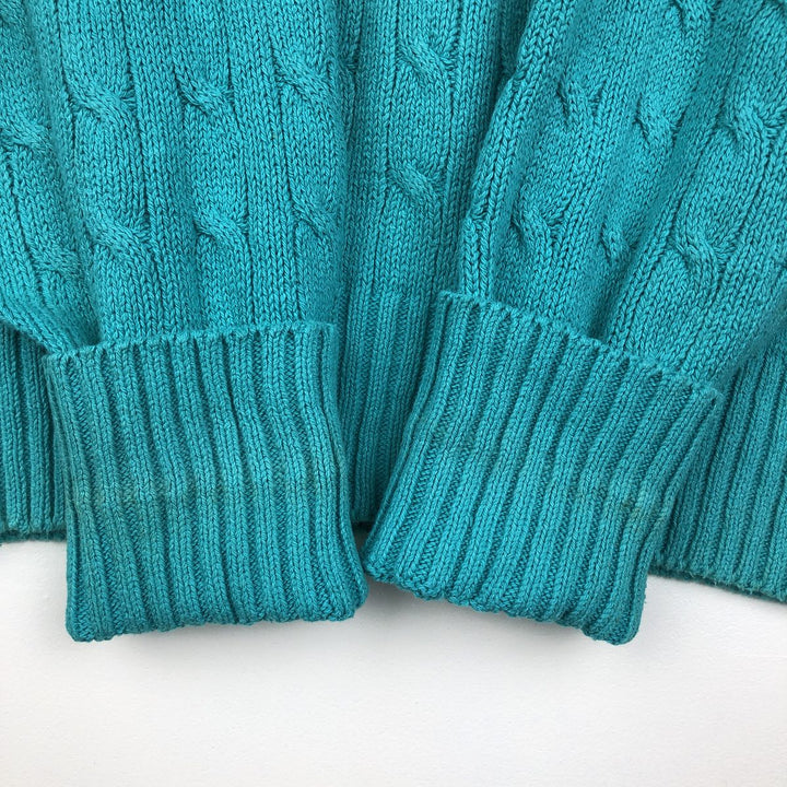 Ralph Lauren POLO by Ralph Lauren Cable Knit Cotton Sweater Men's XL cotton turquoise blue Vintage Second Hand