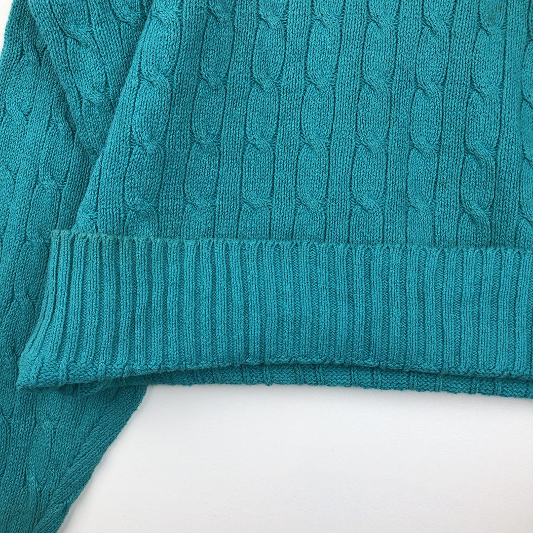 Ralph Lauren POLO by Ralph Lauren Cable Knit Cotton Sweater Men's XL cotton turquoise blue Vintage Second Hand