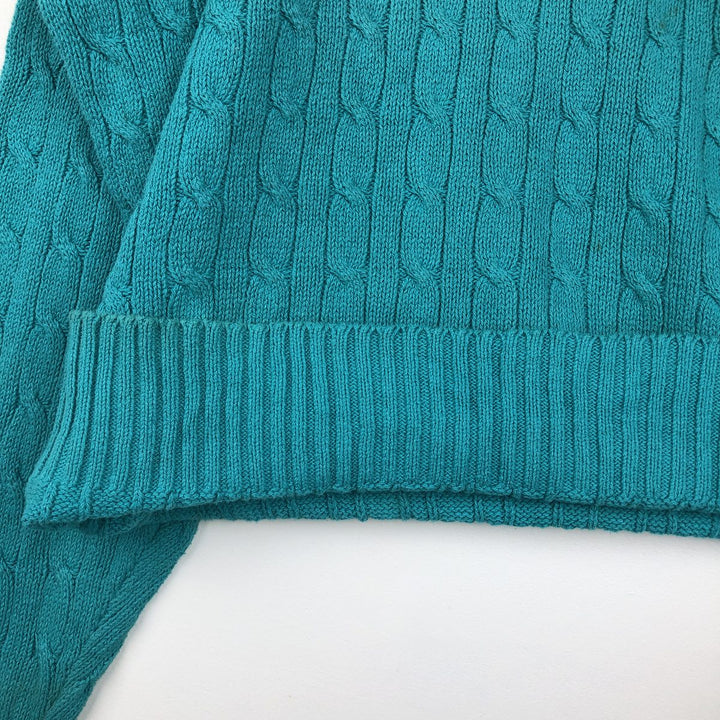 Ralph Lauren POLO by Ralph Lauren Cable Knit Cotton Sweater Men's XL cotton turquoise blue Vintage Second Hand