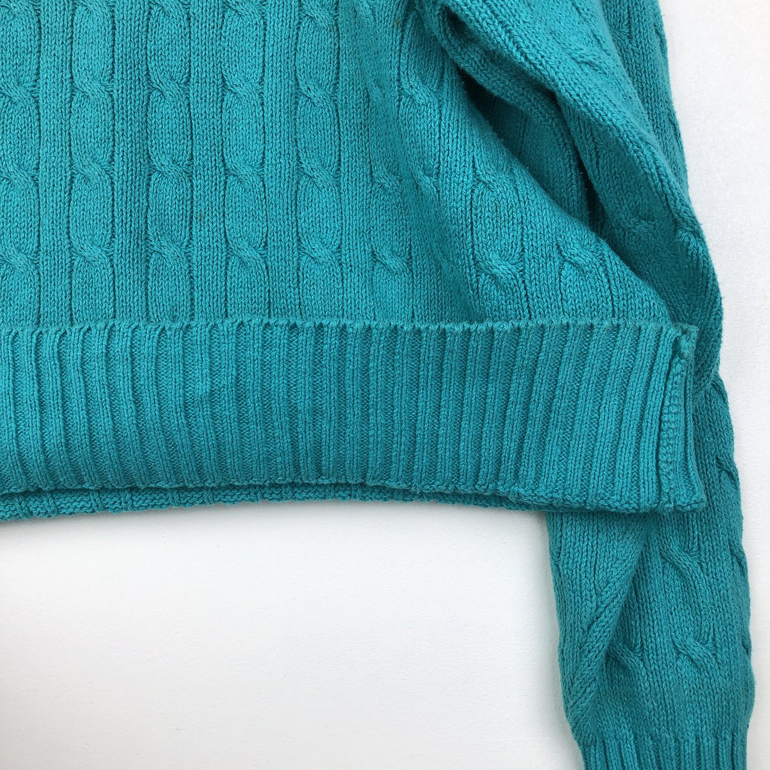 Ralph Lauren POLO by Ralph Lauren Cable Knit Cotton Sweater Men's XL cotton turquoise blue Vintage Second Hand