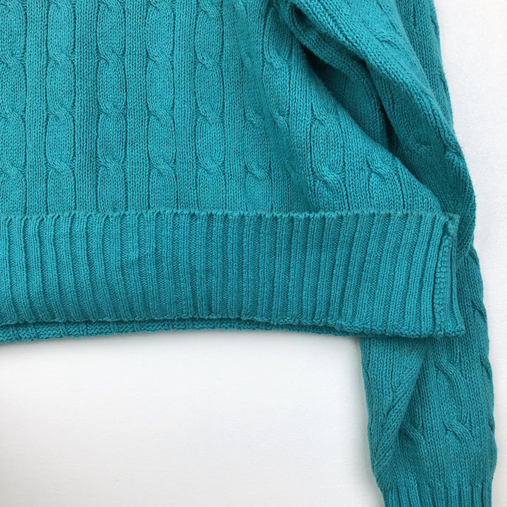 Ralph Lauren POLO by Ralph Lauren Cable Knit Cotton Sweater Men's XL cotton turquoise blue Vintage Second Hand