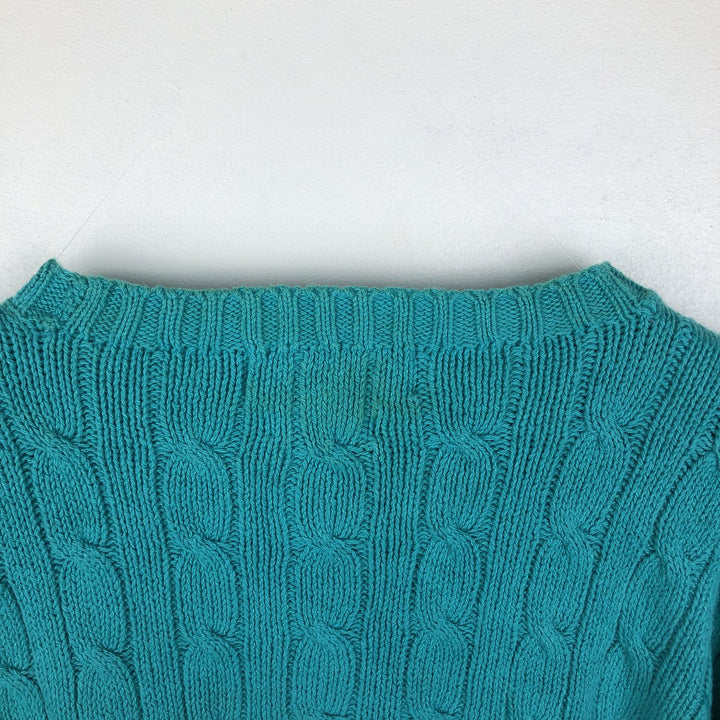 Ralph Lauren POLO by Ralph Lauren Cable Knit Cotton Sweater Men's XL cotton turquoise blue Vintage Second Hand