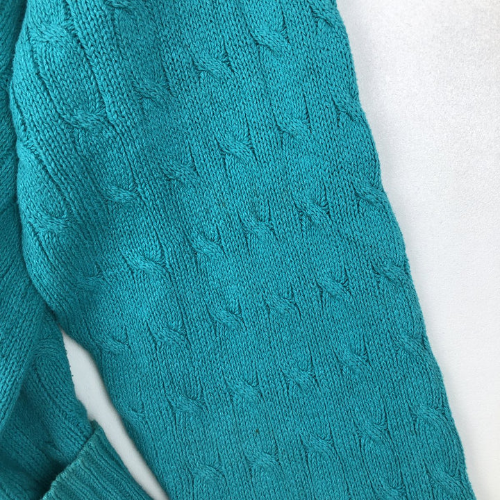 Ralph Lauren POLO by Ralph Lauren Cable Knit Cotton Sweater Men's XL cotton turquoise blue Vintage Second Hand