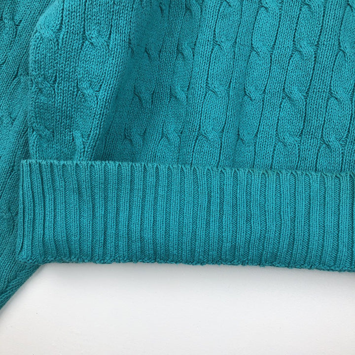 Ralph Lauren POLO by Ralph Lauren Cable Knit Cotton Sweater Men's XL cotton turquoise blue Vintage Second Hand