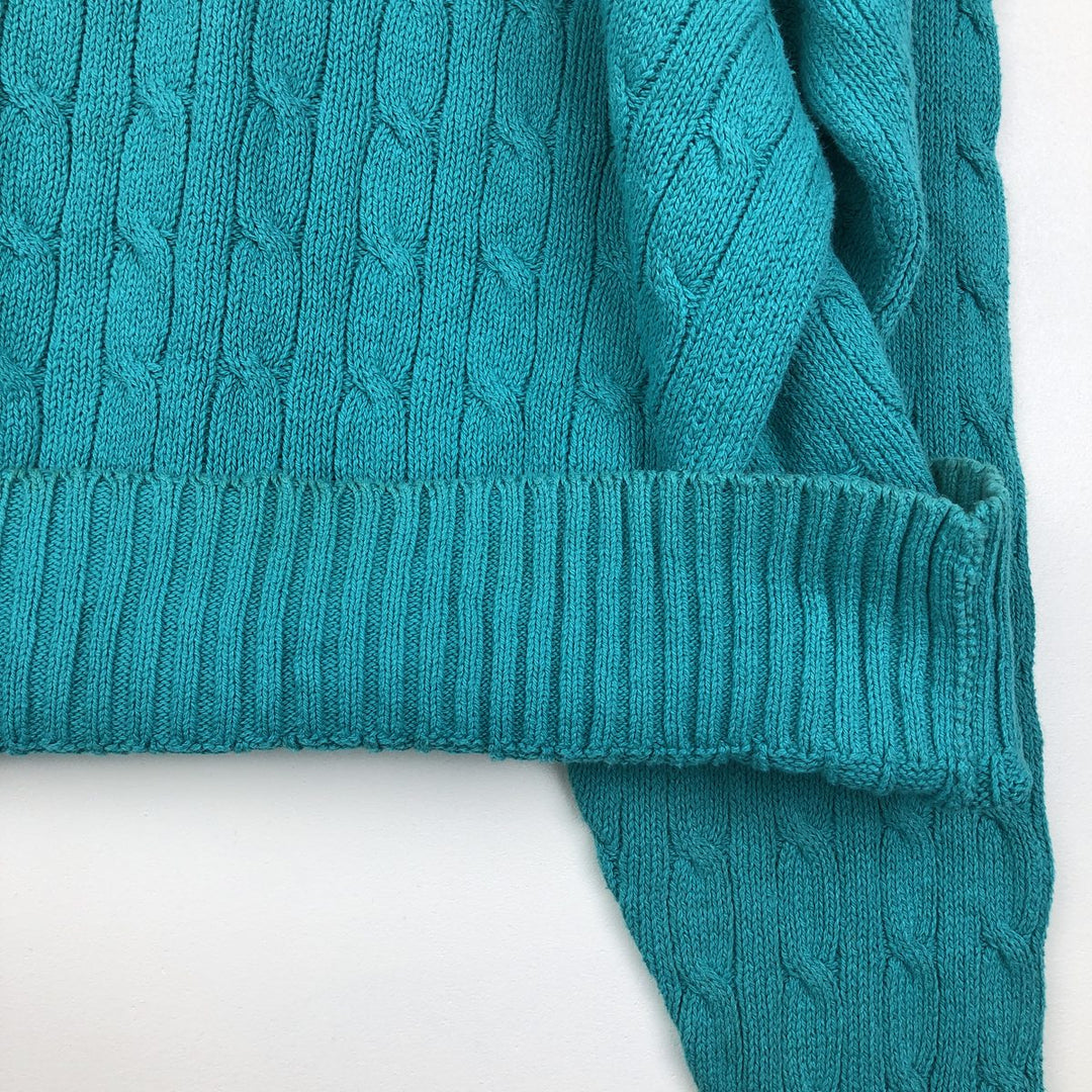 Ralph Lauren POLO by Ralph Lauren Cable Knit Cotton Sweater Men's XL cotton turquoise blue Vintage Second Hand