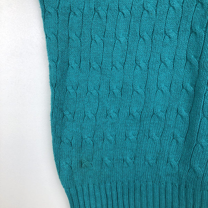 Ralph Lauren POLO by Ralph Lauren Cable Knit Cotton Sweater Men's XL cotton turquoise blue Vintage Second Hand