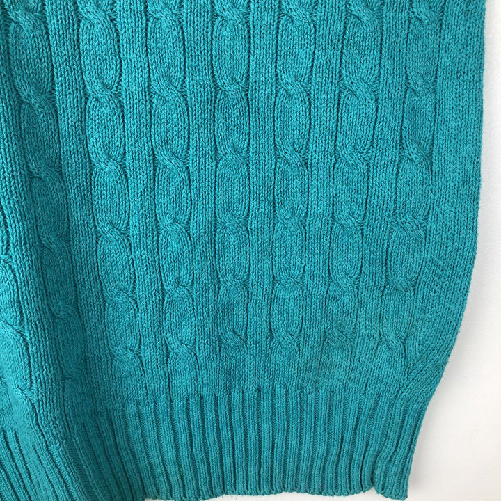 Ralph Lauren POLO by Ralph Lauren Cable Knit Cotton Sweater Men's XL cotton turquoise blue Vintage Second Hand