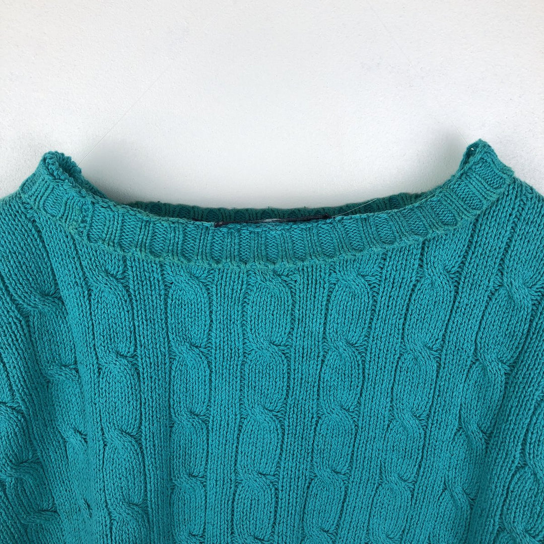 Ralph Lauren POLO by Ralph Lauren Cable Knit Cotton Sweater Men's XL cotton turquoise blue Vintage Second Hand