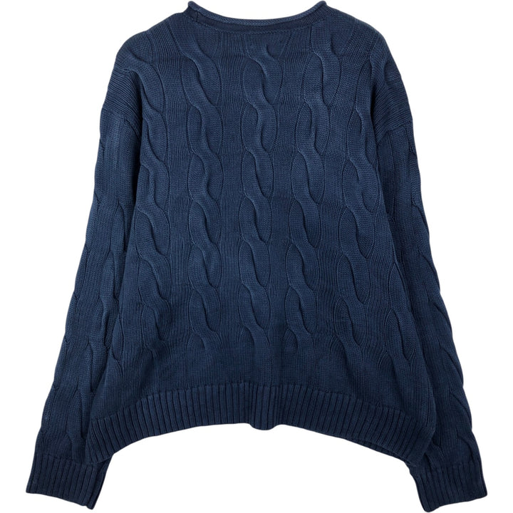Ralph Lauren POLO RALPH LAUREN Roll Neck Cotton Knit Sweater, Men's Size XL (approx.) cotton navy blue type Vintage Second Hand