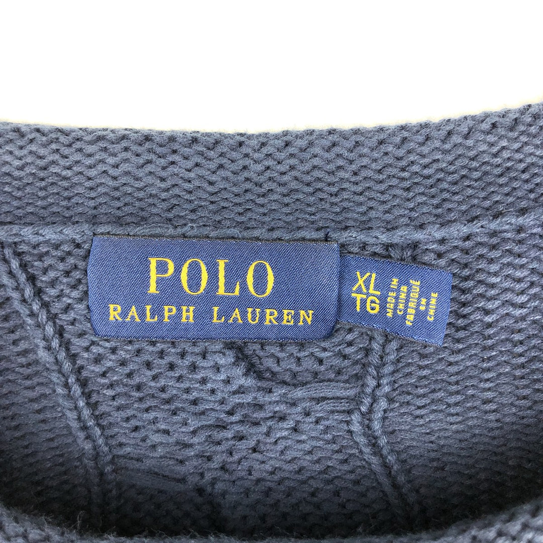 Ralph Lauren POLO RALPH LAUREN Roll Neck Cotton Knit Sweater, Men's Size XL (approx.) cotton navy blue type Vintage Second Hand