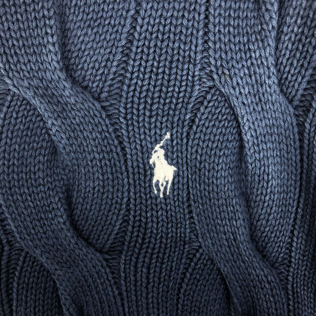 Ralph Lauren POLO RALPH LAUREN Roll Neck Cotton Knit Sweater, Men's Size XL (approx.) cotton navy blue type Vintage Second Hand