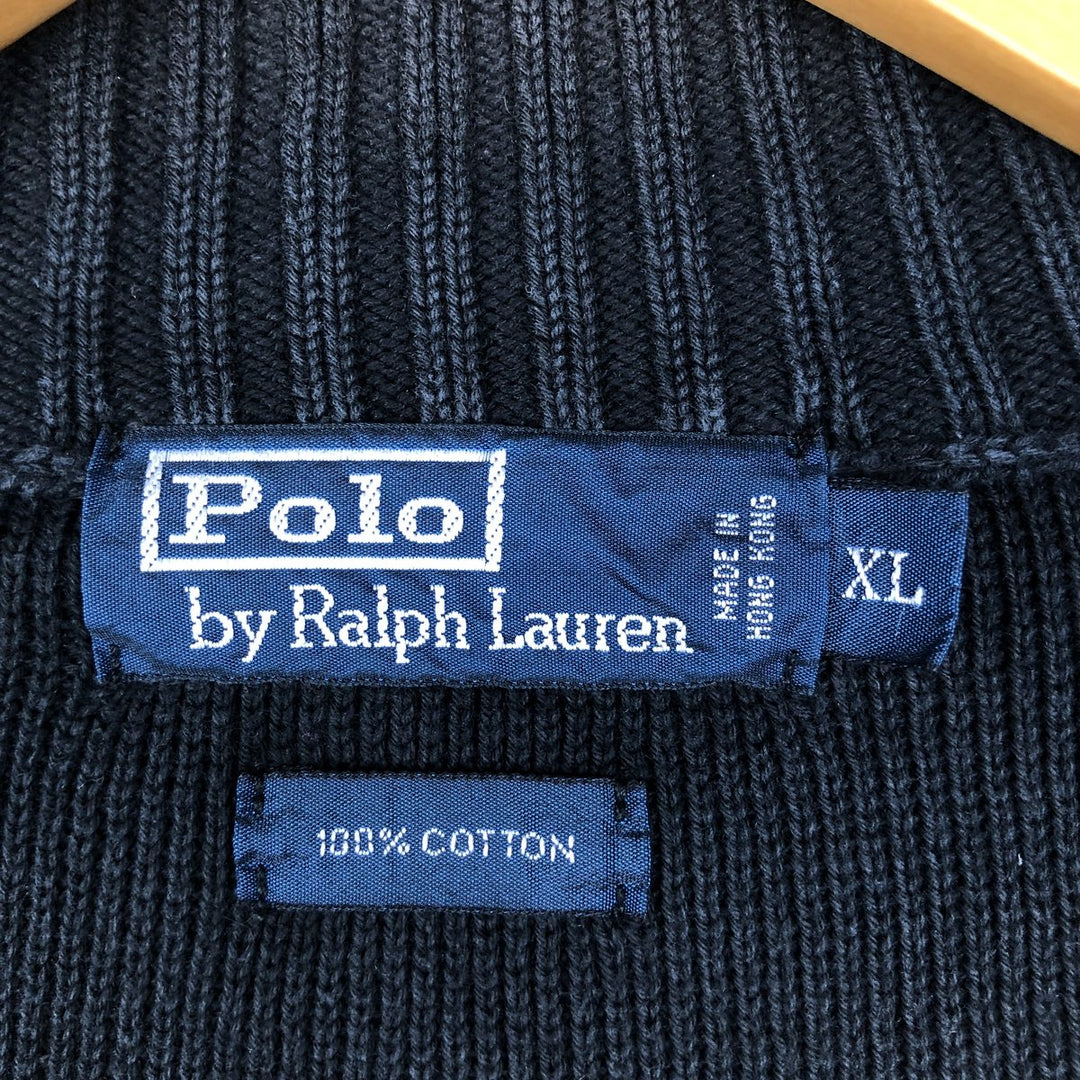 Ralph Lauren POLO by Ralph Lauren Driver's Knit Sweater, Men's XL cotton black type Vintage Second Hand