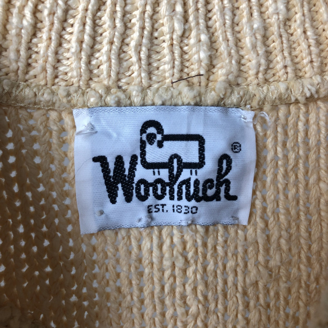 1970'S Woolrich Henley Neck Cotton Knit Sweater, Men's Size M (approx.), Vintage unclear yellow type Vintage Second Hand