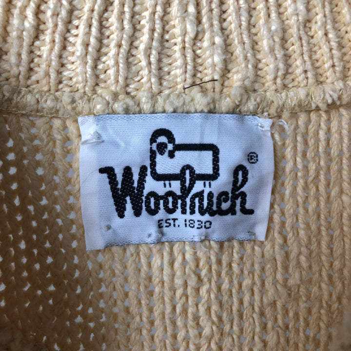 1970'S Woolrich Henley Neck Cotton Knit Sweater, Men's Size M (approx.), Vintage unclear yellow type Vintage Second Hand