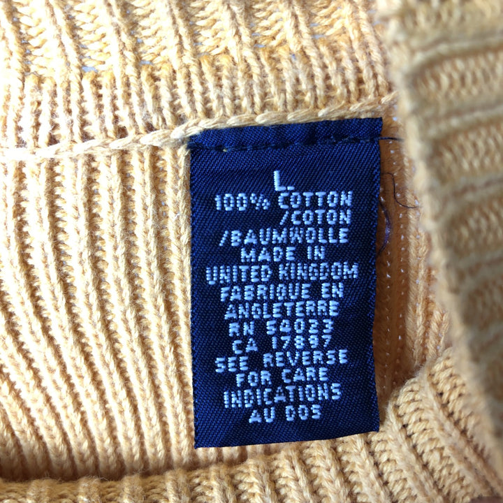 90'S GAP Old Gap Mock Neck Rib Knit Cotton Sweater, Made in England, Men's Size L (Equivalent), Vintage cotton yellow type Vintage Second Hand