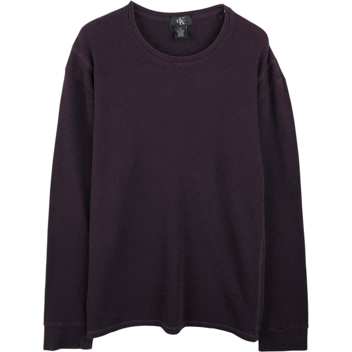 Calvin Klein Thermal Long-Sleeve T-Shirt, Waffle Pattern, Men's Size XL (equivalent) cotton purple type Vintage Second Hand