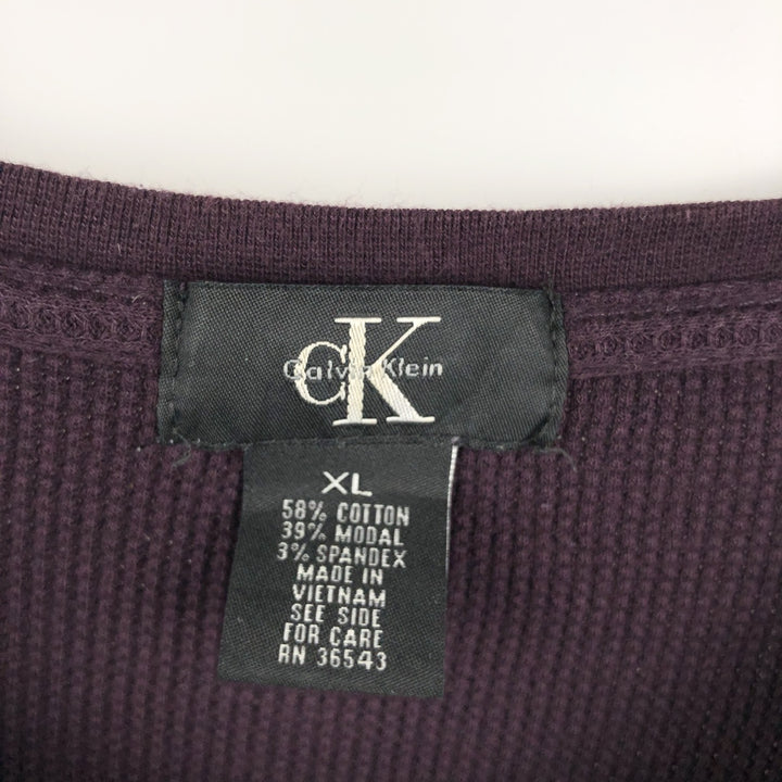 Calvin Klein Thermal Long-Sleeve T-Shirt, Waffle Pattern, Men's Size XL (equivalent) cotton purple type Vintage Second Hand