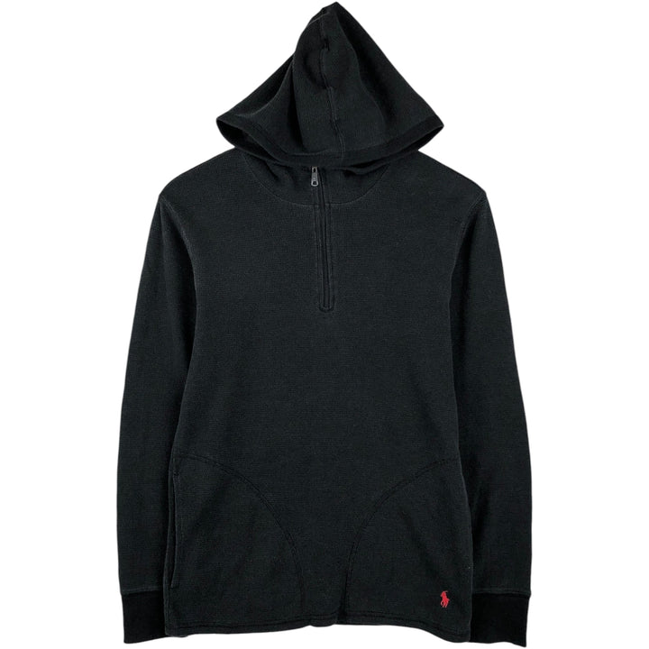 Ralph Lauren POLO RALPH LAUREN hooded thermal long T-shirt, men's size S cotton black type Vintage Second Hand