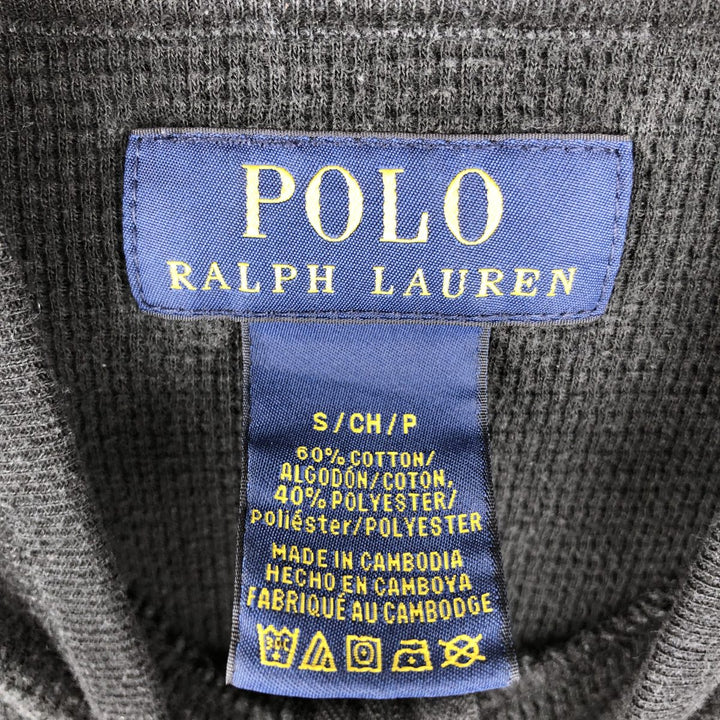 Ralph Lauren POLO RALPH LAUREN hooded thermal long T-shirt, men's size S cotton black type Vintage Second Hand