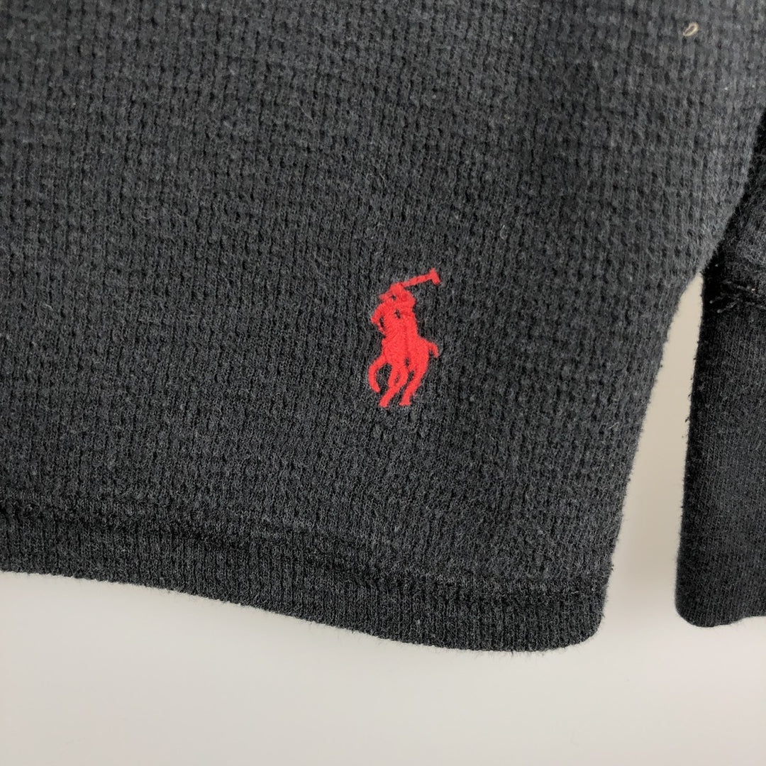 Ralph Lauren POLO RALPH LAUREN hooded thermal long T-shirt, men's size S cotton black type Vintage Second Hand