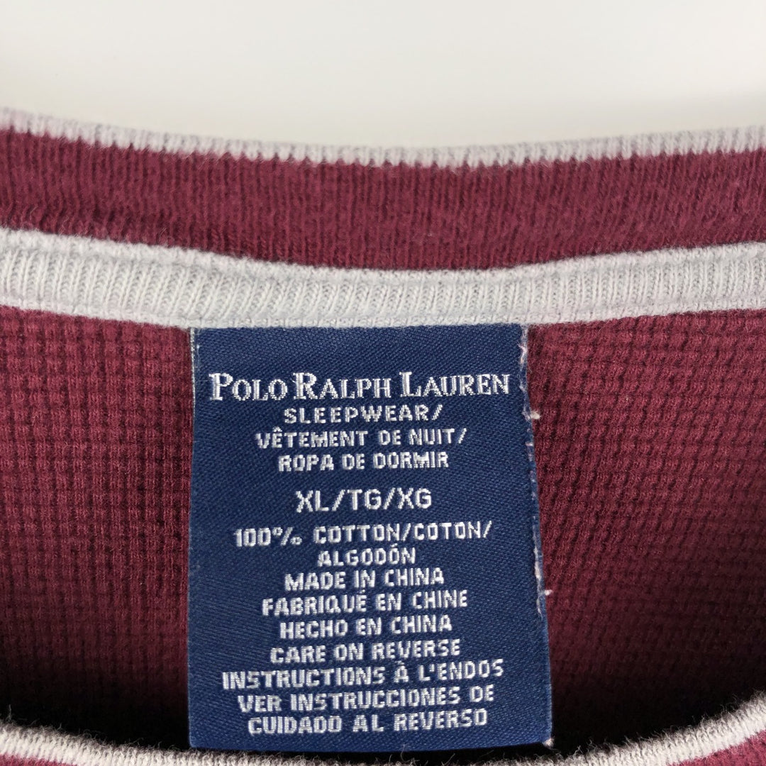Ralph Lauren POLO RALPH LAUREN SLEEPWEAR Thermal Long T-Shirt, Men's XL cotton red type Vintage Second Hand