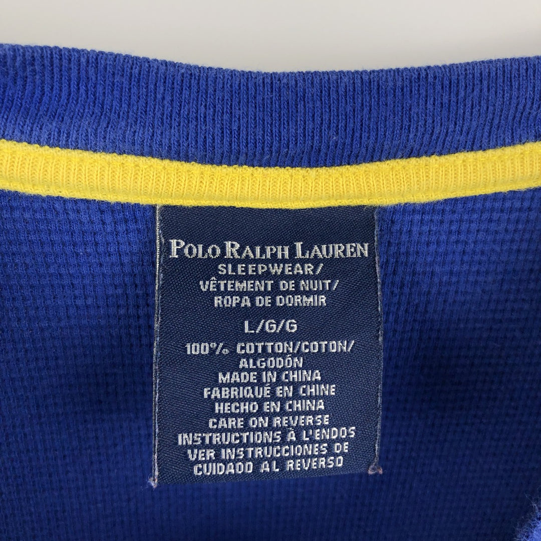Ralph Lauren POLO RALPH LAUREN SLEEPWEAR Thermal Long T-shirt Honeycomb Men's L size cotton blue type Vintage Second Hand