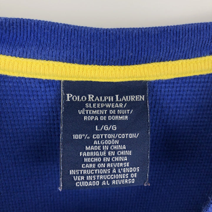 Ralph Lauren POLO RALPH LAUREN SLEEPWEAR Thermal Long T-shirt Honeycomb Men's L size cotton blue type Vintage Second Hand