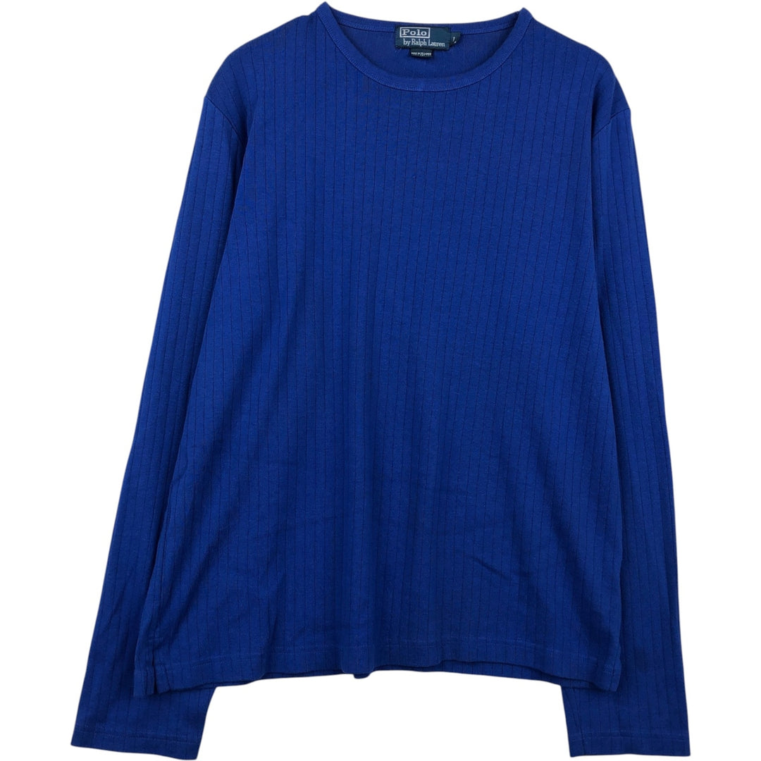 Ralph Lauren POLO by Ralph Lauren Ribbed Long-Sleeve T-Shirt (Men's Size L) cotton blue type Vintage Second Hand
