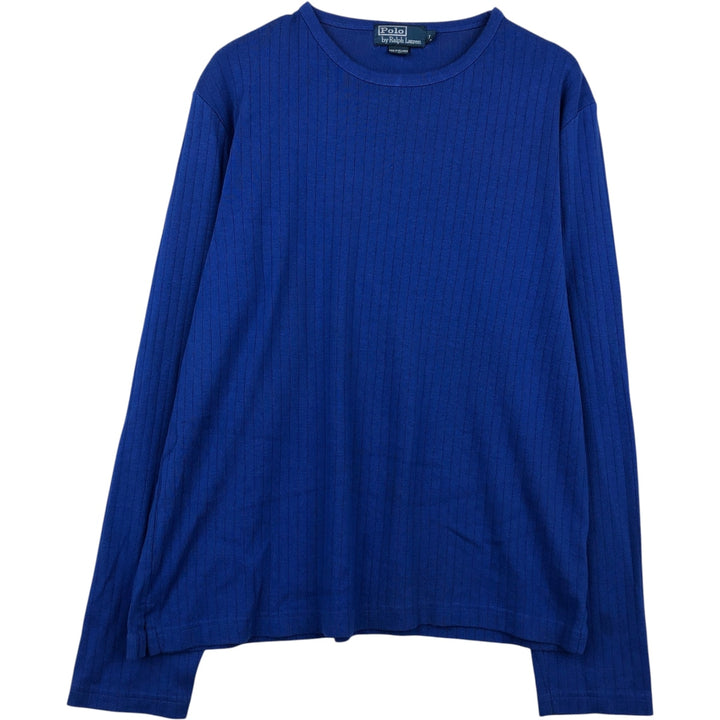 Ralph Lauren POLO by Ralph Lauren Ribbed Long-Sleeve T-Shirt (Men's Size L) cotton blue type Vintage Second Hand