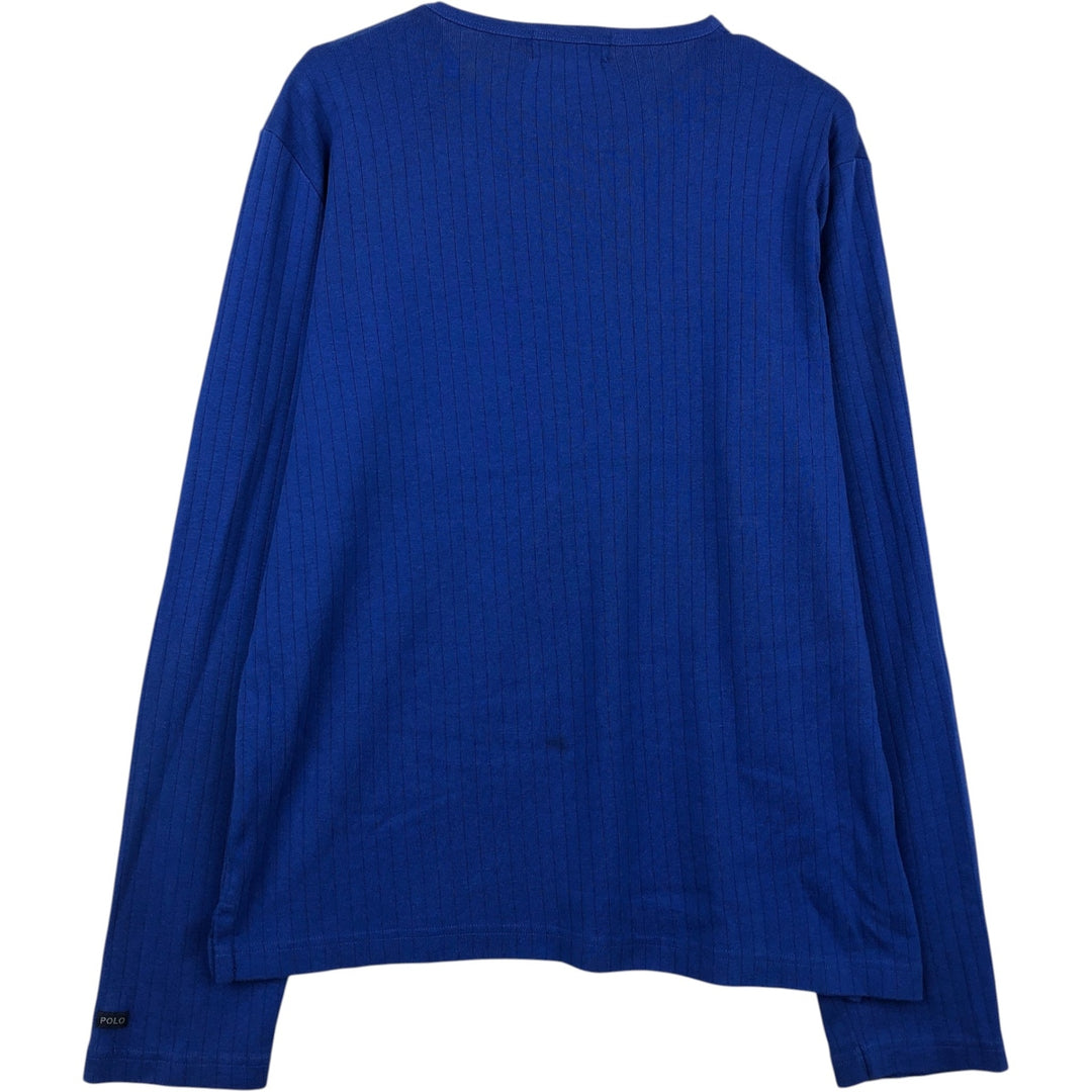 Ralph Lauren POLO by Ralph Lauren Ribbed Long-Sleeve T-Shirt (Men's Size L) cotton blue type Vintage Second Hand