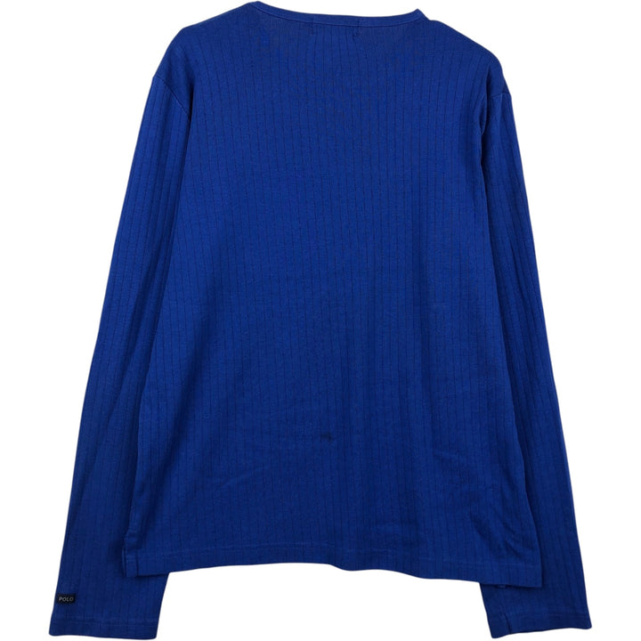 Ralph Lauren POLO by Ralph Lauren Ribbed Long-Sleeve T-Shirt (Men's Size L) cotton blue type Vintage Second Hand