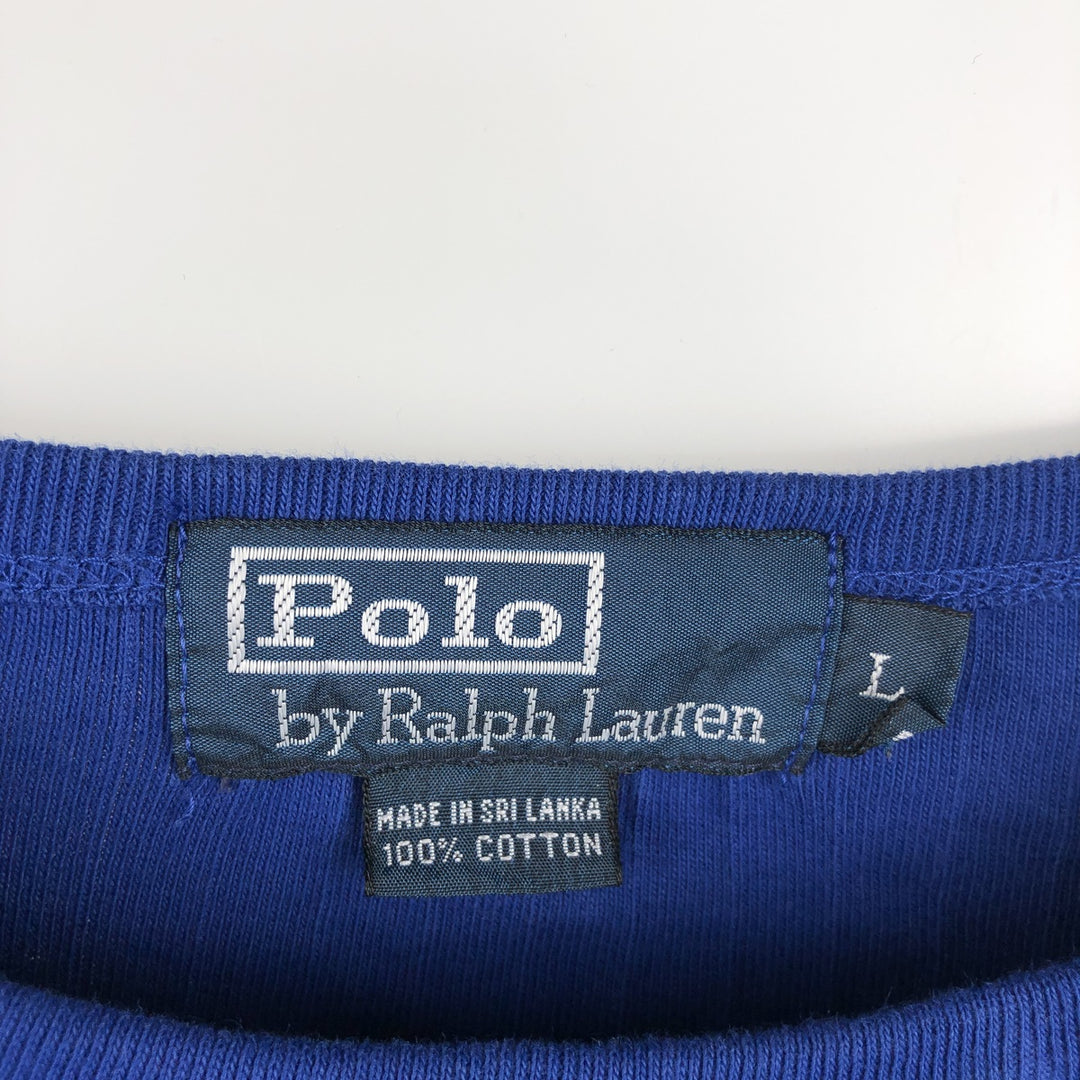 Ralph Lauren POLO by Ralph Lauren Ribbed Long-Sleeve T-Shirt (Men's Size L) cotton blue type Vintage Second Hand