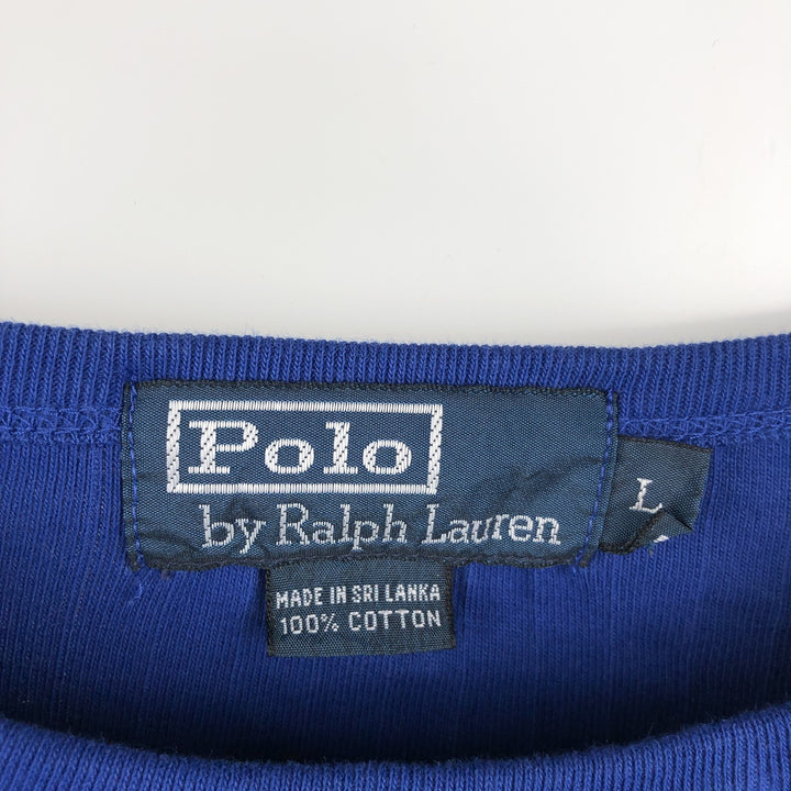 Ralph Lauren POLO by Ralph Lauren Ribbed Long-Sleeve T-Shirt (Men's Size L) cotton blue type Vintage Second Hand