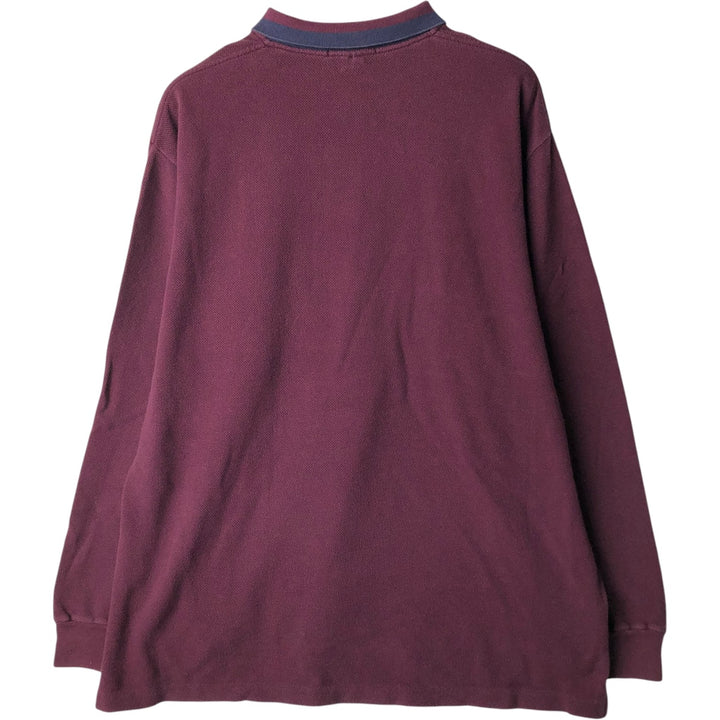 Ralph Lauren POLO by Ralph Lauren long sleeve polo shirt, men's size XXL cotton wine-red Vintage Second Hand