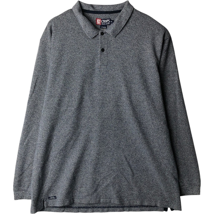 Ralph Lauren CHAPS Long-Sleeve Polo Shirt, Men's Size XL (approx.) cotton gray type Vintage Second Hand