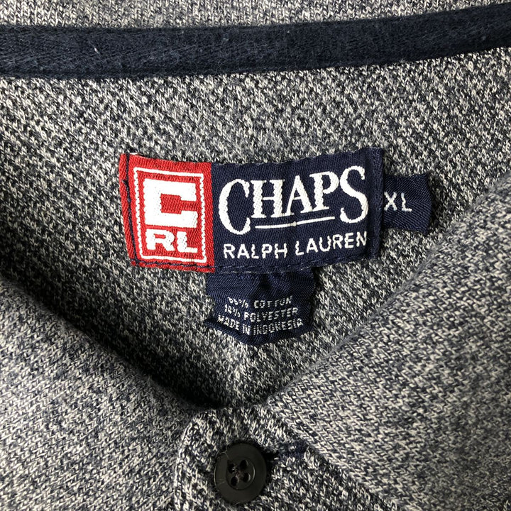 Ralph Lauren CHAPS Long-Sleeve Polo Shirt, Men's Size XL (approx.) cotton gray type Vintage Second Hand