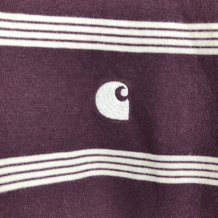 Carhartt WORK IN PROGRESS Short-Sleeve Striped T-Shirt, Men's Size L (approx.) cotton Purple type red-purple Vintage Second Hand