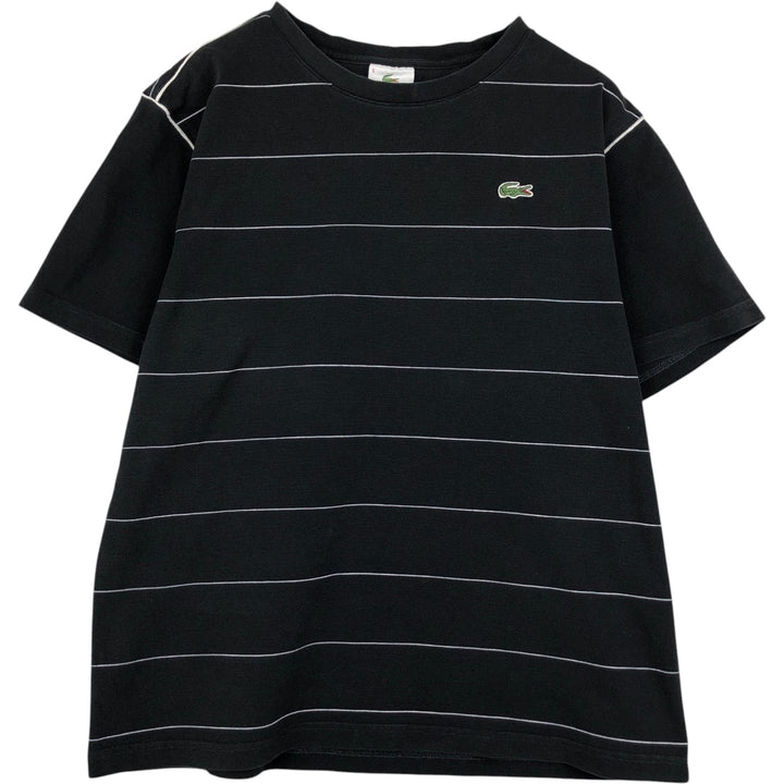 Lacoste LACOSTE SPORT Piqué Short-Sleeve Striped T-Shirt, Size 5 (Equivalent to Men's L) cotton black type Vintage Second Hand