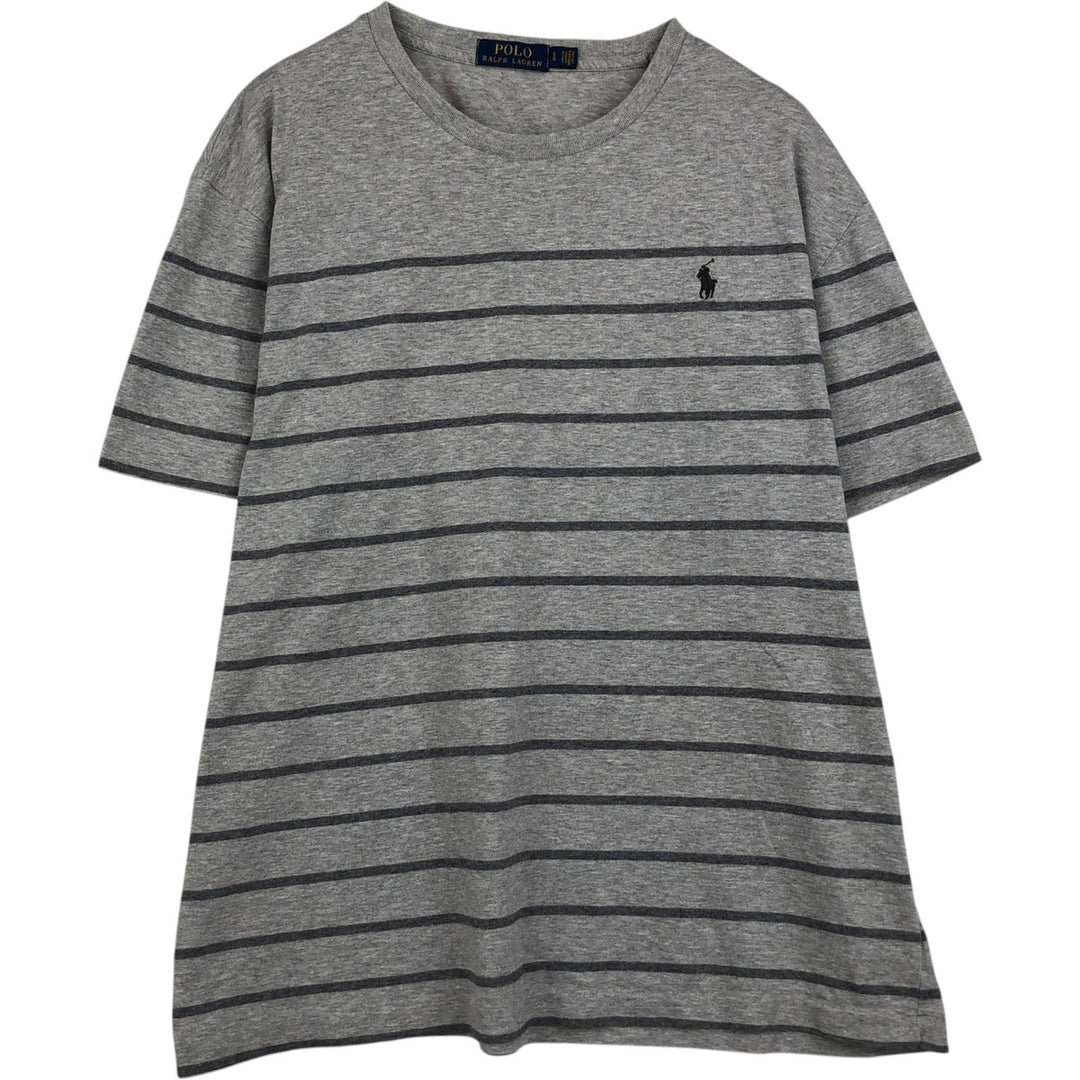 Ralph Lauren POLO RALPH LAUREN Short Sleeve Striped T-Shirt Men's Size L cotton gray type Vintage Second Hand