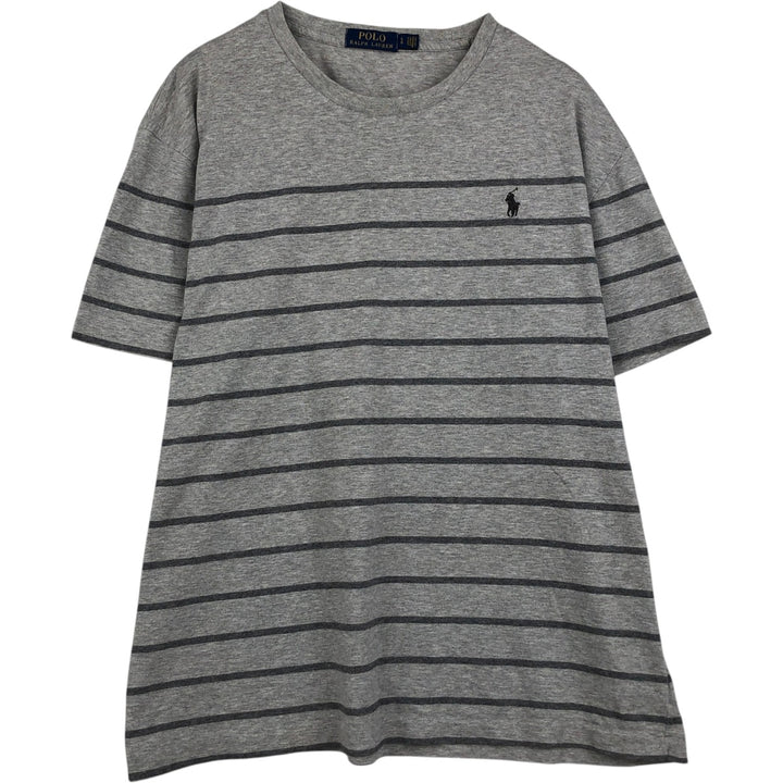 Ralph Lauren POLO RALPH LAUREN Short Sleeve Striped T-Shirt Men's Size L cotton gray type Vintage Second Hand