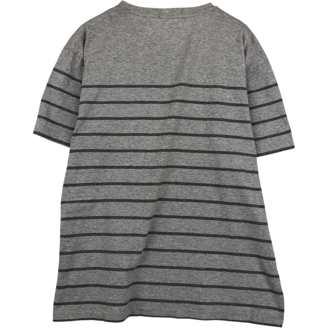 Ralph Lauren POLO RALPH LAUREN Short Sleeve Striped T-Shirt Men's Size L cotton gray type Vintage Second Hand