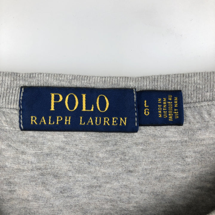 Ralph Lauren POLO RALPH LAUREN Short Sleeve Striped T-Shirt Men's Size L cotton gray type Vintage Second Hand