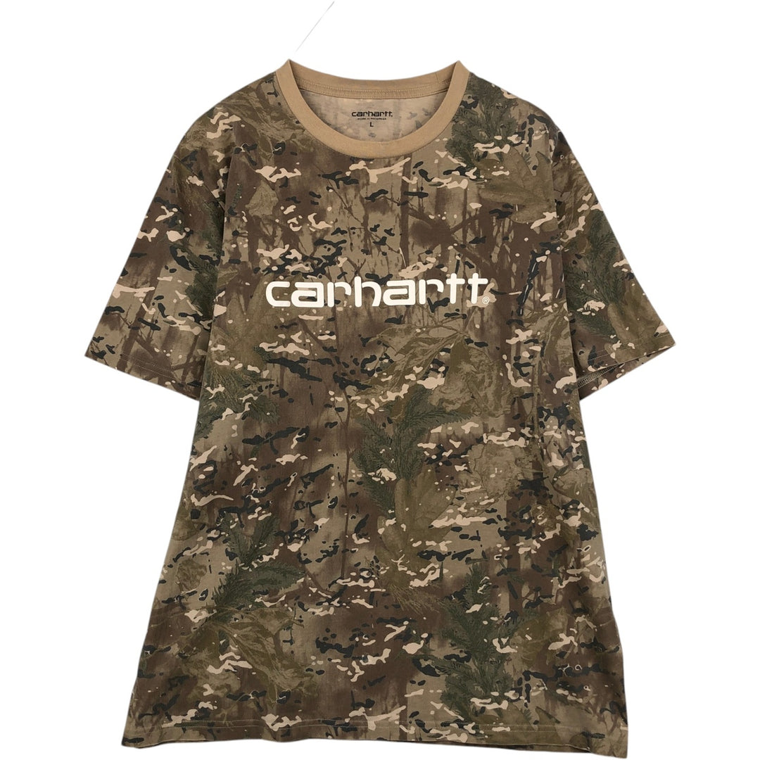 Carhartt WORK IN PROGRESS Camouflage Pattern Short-Sleeve Printed T-Shirt (Men's Size L) cotton brown type Vintage Second Hand