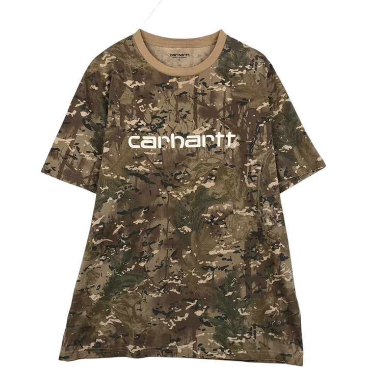Carhartt WORK IN PROGRESS Camouflage Pattern Short-Sleeve Printed T-Shirt (Men's Size L) cotton brown type Vintage Second Hand