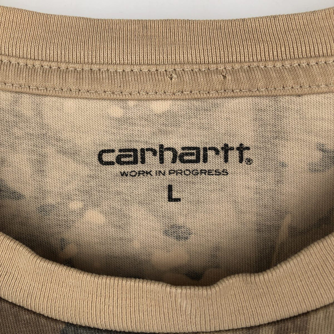 Carhartt WORK IN PROGRESS Camouflage Pattern Short-Sleeve Printed T-Shirt (Men's Size L) cotton brown type Vintage Second Hand