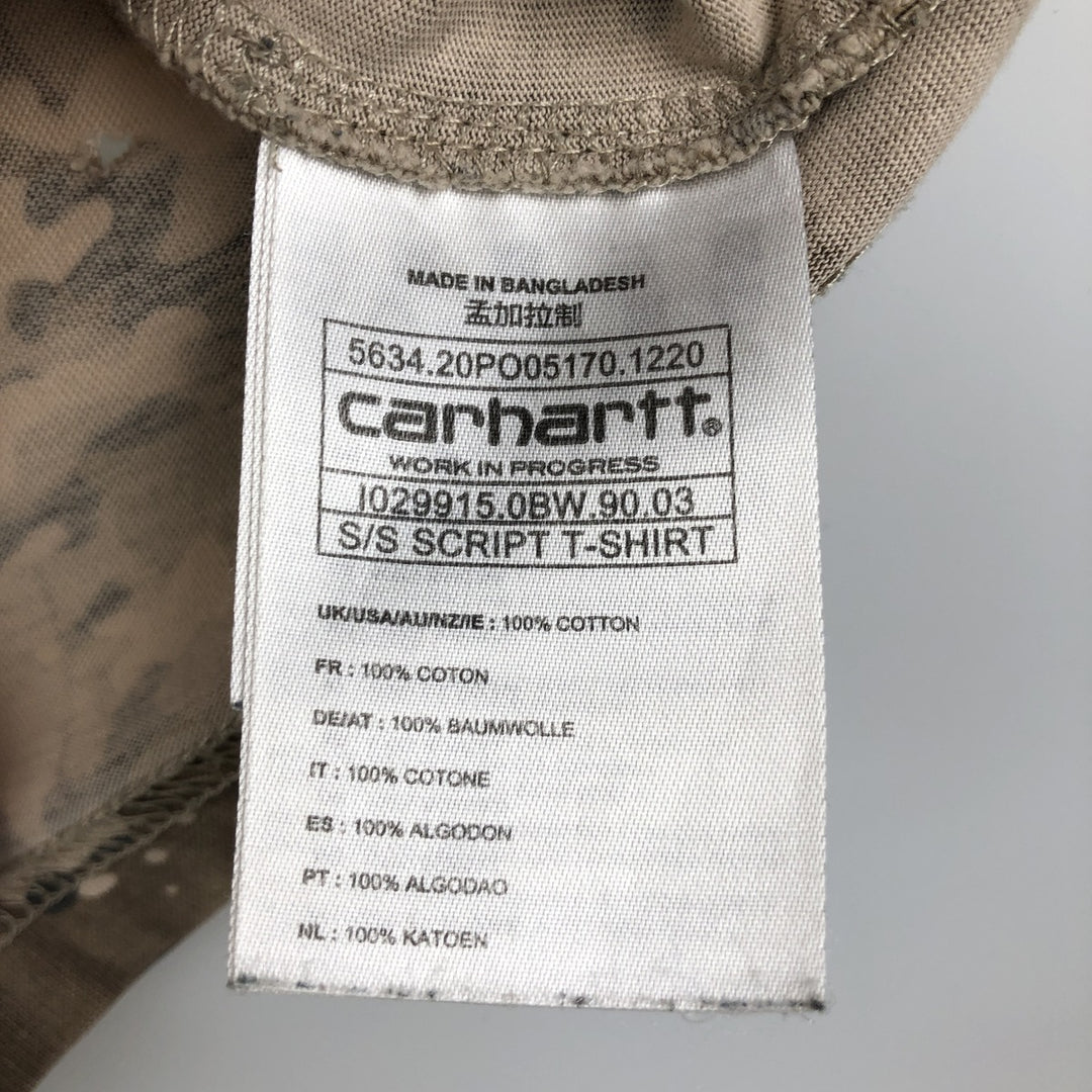 Carhartt WORK IN PROGRESS Camouflage Pattern Short-Sleeve Printed T-Shirt (Men's Size L) cotton brown type Vintage Second Hand