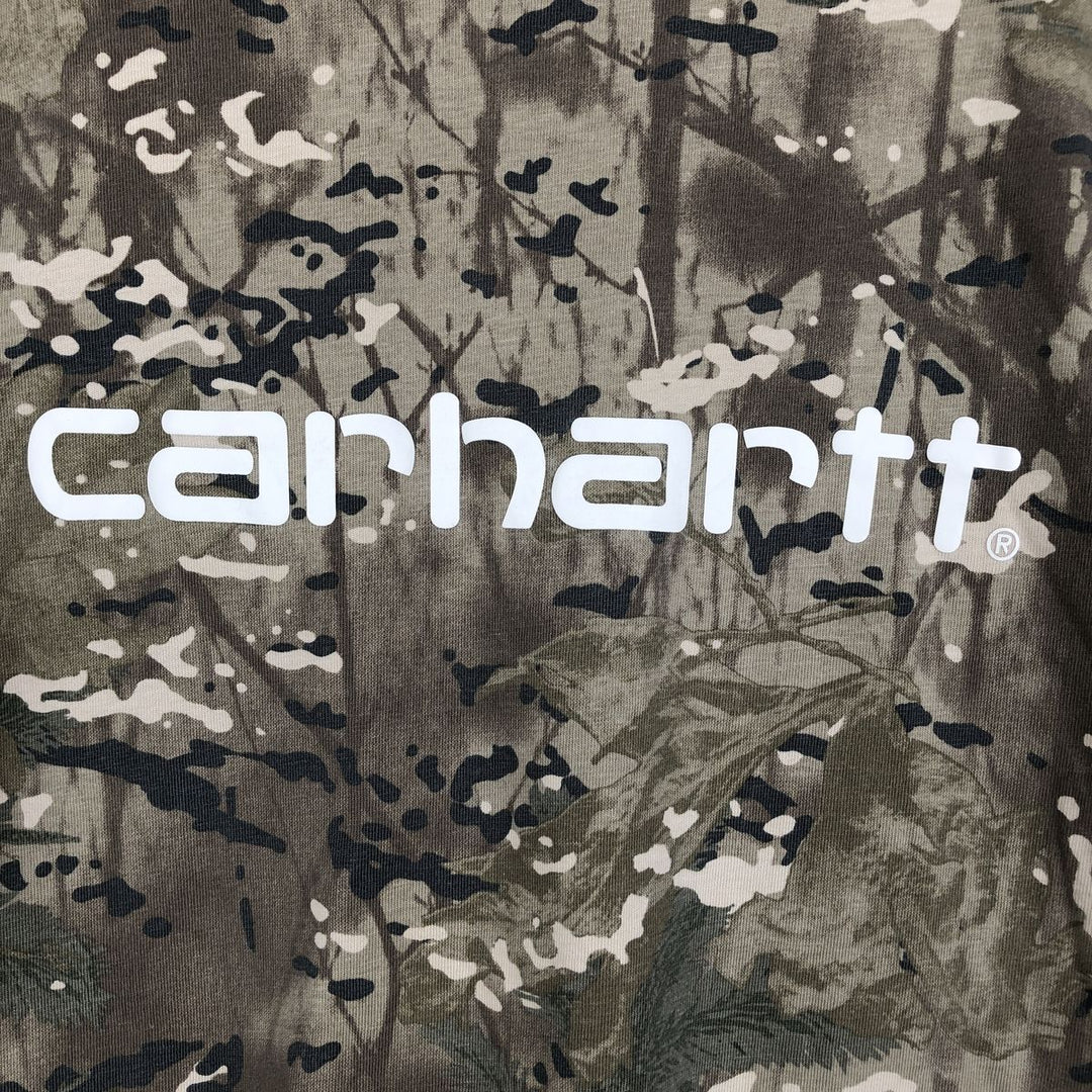 Carhartt WORK IN PROGRESS Camouflage Pattern Short-Sleeve Printed T-Shirt (Men's Size L) cotton brown type Vintage Second Hand