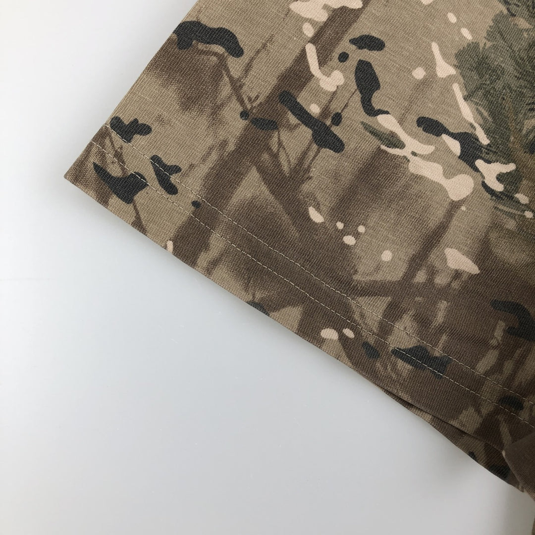 Carhartt WORK IN PROGRESS Camouflage Pattern Short-Sleeve Printed T-Shirt (Men's Size L) cotton brown type Vintage Second Hand